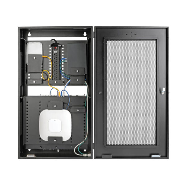 5d45ed3038fc8d524c45481f54162698 Tripp Lite series SmartRack 5U Low-Profile Vertical-Mount Switch-Depth Wall-Mount Structured Wiring Enclosure, Adjustable Equipment Brackets