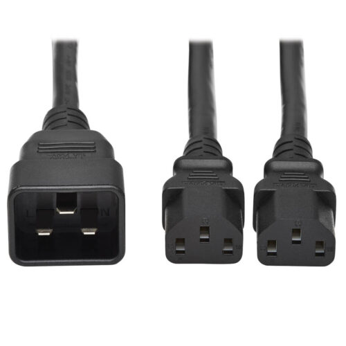 Tripp Lite series Splitter Cable, Heavy-Duty, C20 to 2x C13 - 15A, 100-250V, 14 AWG, 2 ft. (0.61 m), Black
