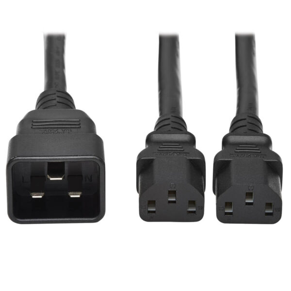 Tripp Lite series Splitter Cable, Heavy-Duty, C20 to 2x C13 - 15A, 100-250V, 14 AWG, 2 ft. (0.61 m), Black