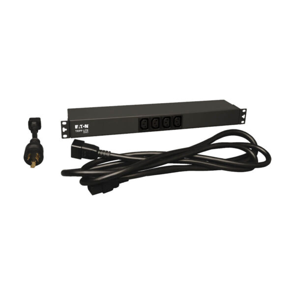 Tripp Lite series 1.6-3.8kW Single-Phase 100-240V Basic PDU, 14 Outlets (12 C13 & 2 C19), C20 with L6-20P Adapter, 12 ft. (3.66 m) Cord, 1U Rack-Mount
