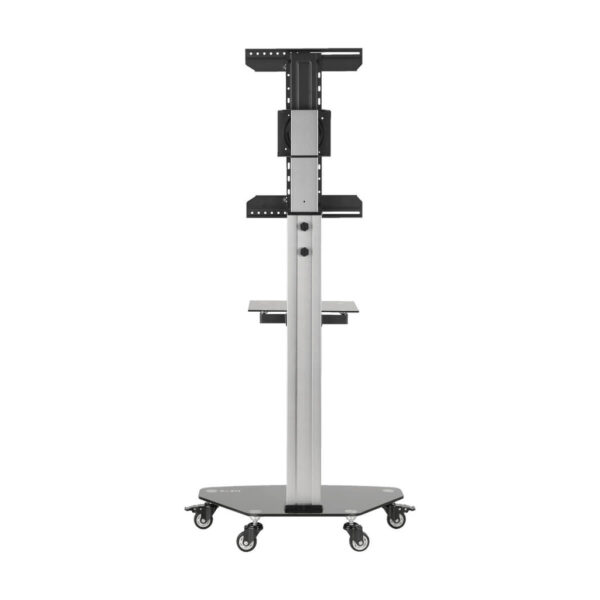 5db14b0874aa4399ec3c8cd7466f77c8 Tripp Lite series Premier Rolling TV Cart for 37” to 70” Displays, Black Glass Base and Shelf, Locking Casters