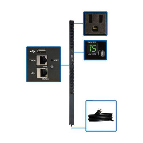 Eaton 1.4kW Single-Phase Switched PDU - LX Interface, 120V Outlets (16 5-15R), 10 ft. (3.05 m) Cord with 5-15P, 0U, TAA