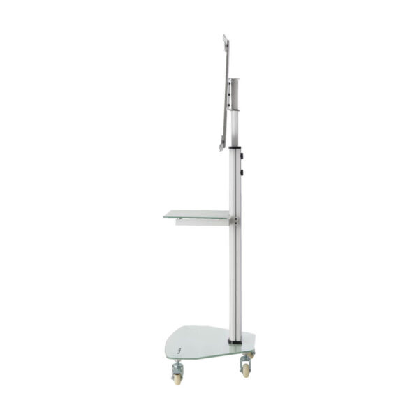 5ecfd709752bb5bb34701d29258377a8 Tripp Lite series Premier Rolling TV Cart for 37” to 70” Displays, Frosted Glass Base and Shelf, Locking Casters, White