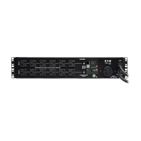 Tripp Lite series 2.9kW Single-Phase Local Metered Automatic Transfer Switch PDU, 2 120V L5-30P Inputs, 24 5-15/20R & 1 L5-30R Outputs, 2U, TAA