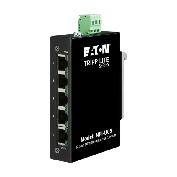 5f704520badc7edc090a305b724b97f6 Tripp Lite series 5-Port Unmanaged Industrial Ethernet Switch - 10/100 Mbps, Ruggedized, -40° to 75°C, DIN/Wall Mount, TAA - NFI-U05