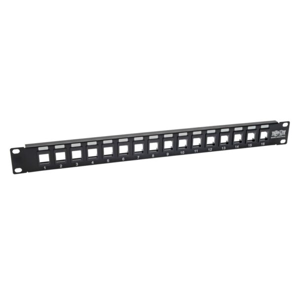 Tripp Lite series 16-Port 1U Rack-Mount Unshielded Blank Keystone/Multimedia Patch Panel, RJ45 Ethernet, USB, HDMI, Cat5e/6