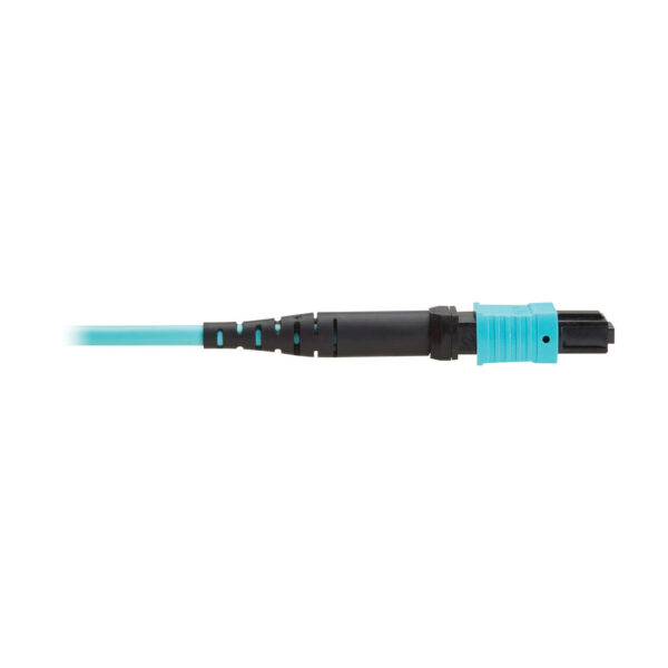 Tripp Lite series 100G Multimode 50/125 OM4 Fiber Optic Cable (12F MPO/MPO-PC F/F), Type-A Polarity, OFNP, Aqua, 2 m (6.6 ft.), TAA