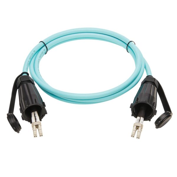60d05a5acb50f35a5d9358e223a9f78a Tripp Lite series 10Gb Rigid Industrial Duplex Multimode 50/125 OM3 Fiber Patch Cable (LC/LC) - IP68, Aqua, 2 m (6.6 ft.)