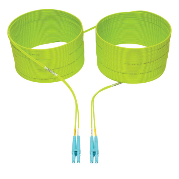 60ea875f5a200c0a1df7375c283e4ccd-1 Tripp Lite series 100G Duplex Multimode 50/125 OM5 LSZH Fiber Optic Cable (LC/LC), Lime Green, 15 m