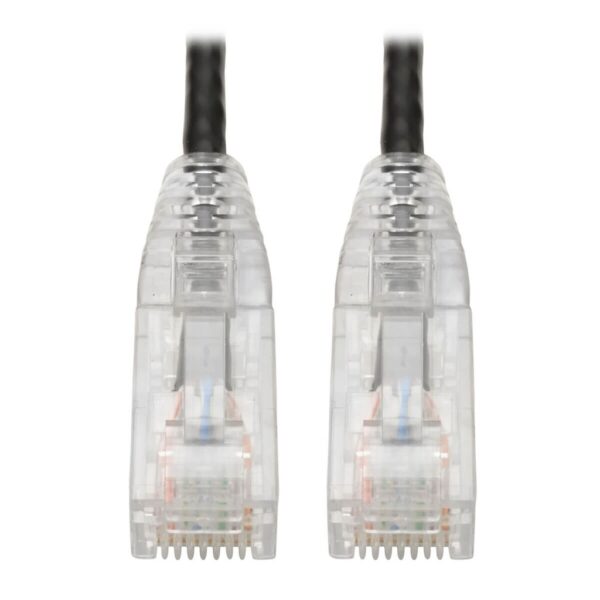 Tripp Lite series Cat6 Gigabit Snagless Slim UTP Ethernet Cable (RJ45 M/M), PoE, Black, 8-in. (20.32 cm)