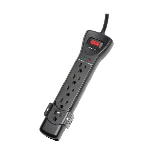 61d164f9c8743c87d25f4aa95c0cf4a4 Tripp Lite series Protect It! 7-Outlet Surge Protector, 7 ft. Cord with Right-Angle Plug, 2160 Joules, Diagnostic LEDs, Black Housing