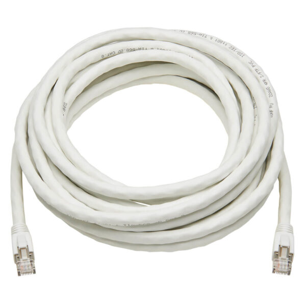 61f6d5de6efd903a2f673df38bc2344f-1 Tripp Lite series Cat8 25G/40G-Certified Snagless Shielded S/FTP Ethernet Cable (RJ45 M/M), PoE, White, 40 ft. (12.19 m), TAA