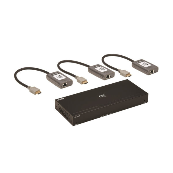 Tripp Lite series 4-Port HDMI over Cat6 Extender Kit, Splitter/3x Pigtail Receivers - 4K 60 Hz, HDR, 4:4:4, PoC, 230 ft. (70.1 m), TAA