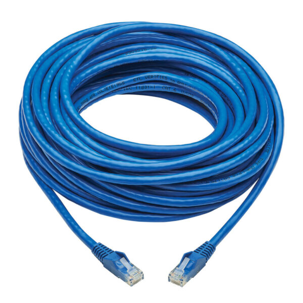 630c98b488333f1da8fed5f1cd999e54 Tripp Lite series Cat6 Gigabit Snagless Molded UTP Ethernet Cable (RJ45 M/M), PoE, CMR-LP, Blue, 50 ft. (15.24 m), TAA