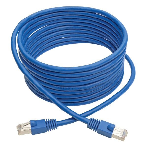 Tripp Lite series Cat6a 10G Snagless Shielded STP Ethernet Cable (RJ45 M/M), PoE, Blue, 15 ft. (4.57 m)
