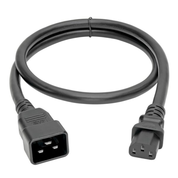 Tripp Lite series C20 to C13 Power Cord for Computer - Heavy-Duty, 15A, 100-250V, 14 AWG, 3 ft. (0.91 m), Black