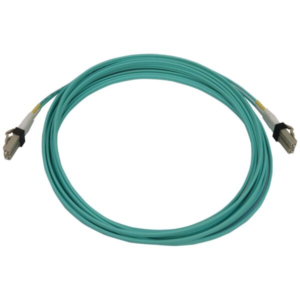 638a2c2964cc1a93bd747b08eedd2fc0 Tripp Lite series 400G Multimode 50/125 OM3 Switchable Fiber Optic Cable (Duplex LC-PC M/M), LSZH, Aqua, 5 m (16.4 ft.)