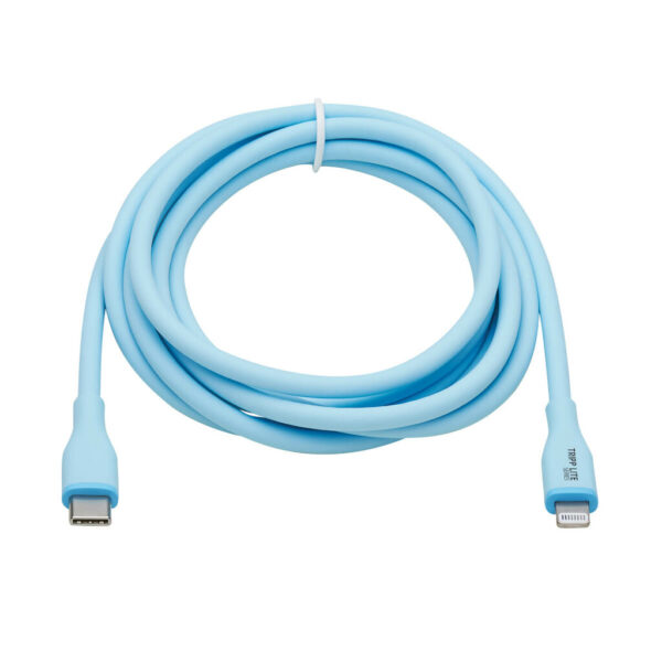 63a1030d53c2166b1e1a35e229a6db78 Tripp Lite Safe-IT USB-C to Lightning Antibacterial Sync/Charge Cable (M/M), Ultra Flexible, MFi Certified, Light Blue, 6 ft. - M102AB-006-S-LB