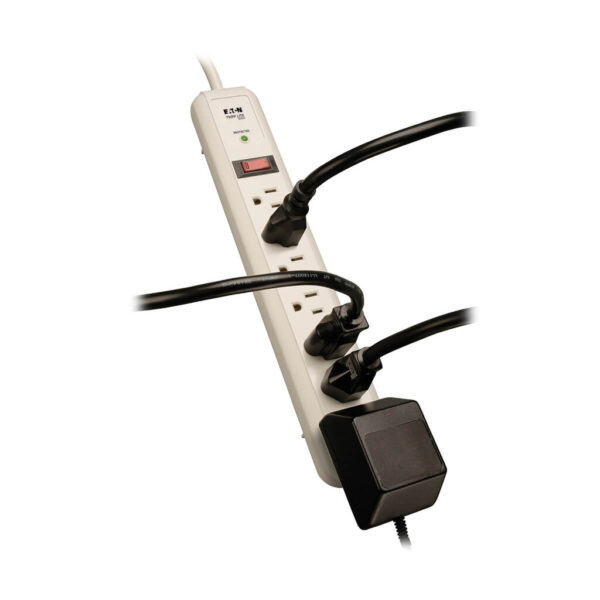 Tripp Lite series Protect It! 7-Outlet Surge Protector, 4 ft. (1.22 m) Cord, 1080 Joules, 1 Diagnostic LED, Light Gray Housing - TLP74R