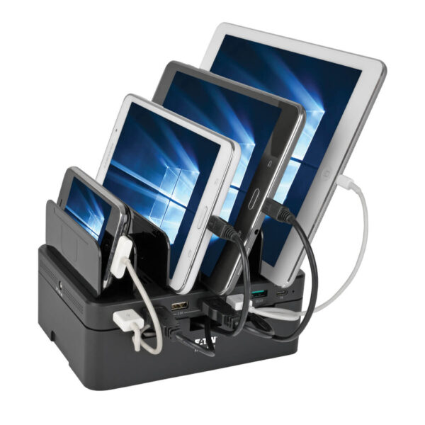 Tripp Lite series 7-Port USB Charging Station with Quick Charge 3.0, USB-C Port, Device Storage, 5V 4A (60W) USB Charge Output