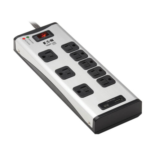 Tripp Lite series 8-Outlet Surge Protector with 1 USB-A and 1 USB-C (3.9A Shared) - 8 ft. Cord, 2100 Joules, Metal Housing