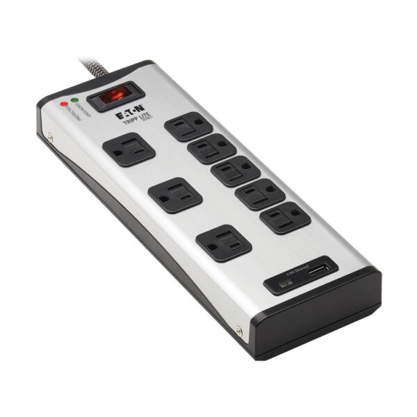 64accba9f10d93263f3179dd1cdc7d12 Tripp Lite series 8-Outlet Surge Protector with 1 USB-A and 1 USB-C (3.9A Shared) - 8 ft. Cord, 2100 Joules, Metal Housing