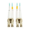 64d10c0fd186d43015acf3e2440d2864 Tripp Lite series 10Gb/40Gb/100Gb Duplex Multimode 50/125 OM4 LSZH Fiber Patch Cable (LC/LC), Aqua, 10M (32.8 ft.), TAA