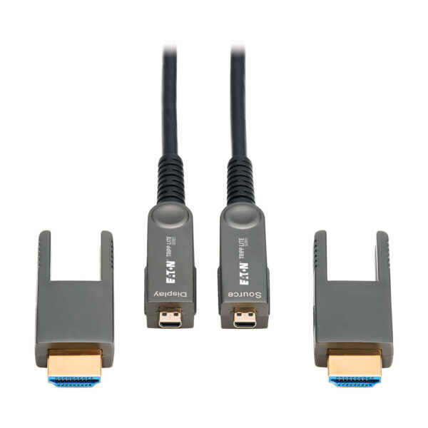 650ef13c9c46aaa77af0fde562feece9-2 Tripp Lite series 8K HDMI Fiber Active Optical Cable (AOC) with Detachable Connectors (M/M) - 8K UHD @ 60 Hz, HDR, HDCP 2.3, Black, 30 m (98 ft.)