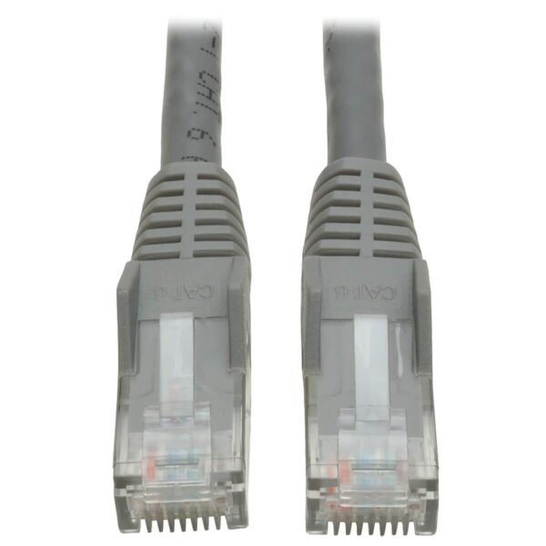 65404fdb497da31cb86cce09bd1cc0ad-1 Tripp Lite series Cat6 Gigabit Snagless Molded (UTP) Ethernet Cable (RJ45 M/M), PoE, Gray, 1 ft. (0.31 m)