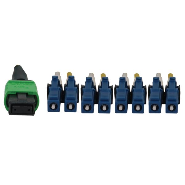 Tripp Lite series 400G Singlemode 9/125 OS2 Switchable Fiber Optic Cable (12F MTP/MPO-APC to 4x Duplex LC/UPC F/M), LSZH, Yellow, 1 m (3.3 ft.)