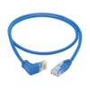 Tripp Lite series Down-Angle Cat6 Gigabit Molded Slim UTP Ethernet Cable (RJ45 Right-Angle Down M to RJ45 M), Blue, 2 ft. (0.61 m)