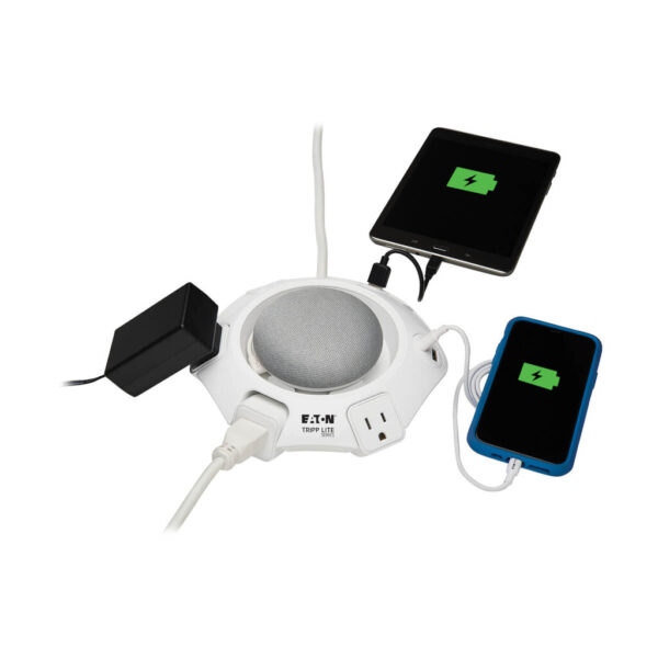 Tripp Lite series Conference Power Surge Protector - 4 NEMA 5-15R Outlets, USB-C & 3 USB-A Ports, Micro-USB, 8 ft. Cord