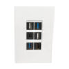 67224a9a2cbcb5dfa4e95379a035c8a5 Tripp Lite series 6-Port Keystone Single-Gang Faceplate, White, TAA - N080-106