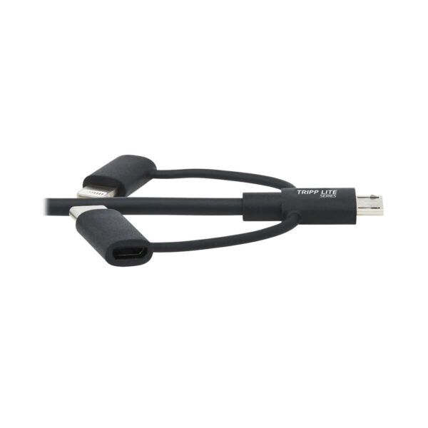 675624bd4b7189d4236f380cb8b645ff Tripp Lite series Universal USB-A to Lightning, USB Micro-B and USB-C Sync/Charge Cable (M/3xM), MFi Certified, Black, 6 ft. (1.8 m) - M101-006-LMC-BK