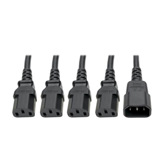 Tripp Lite series Power Cord Splitter, C14 to 4xC13 PDU Style - 10A, 250V, 18 AWG, 18-in. (45.72 cm), Black