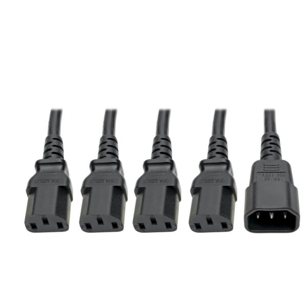 Tripp Lite series Power Cord Splitter, C14 to 4xC13 PDU Style - 10A, 250V, 18 AWG, 18-in. (45.72 cm), Black