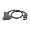 68663dd5150840ca1e141f7306d3582e Tripp Lite series USB 3.0 All-in-One Keystone/Panel Mount Coupler Cable (F/F), Angled Connector, Black, 1 ft. (0.31 m)