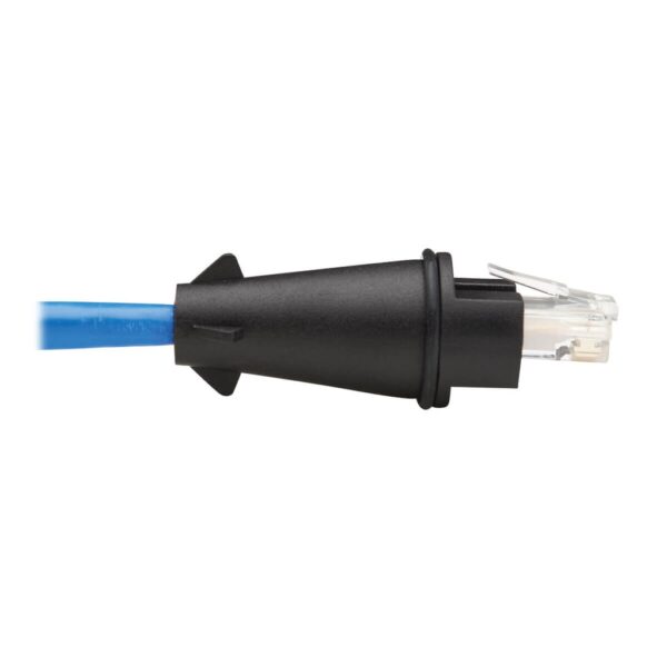 6879d2c9a6732203bf8b945424481e77-1 Tripp Lite series Industrial Cat6 UTP Ethernet Cable (RJ45 M/M), 100W PoE, CMR-LP, IP68, Blue, 3 ft. (0.91 m)