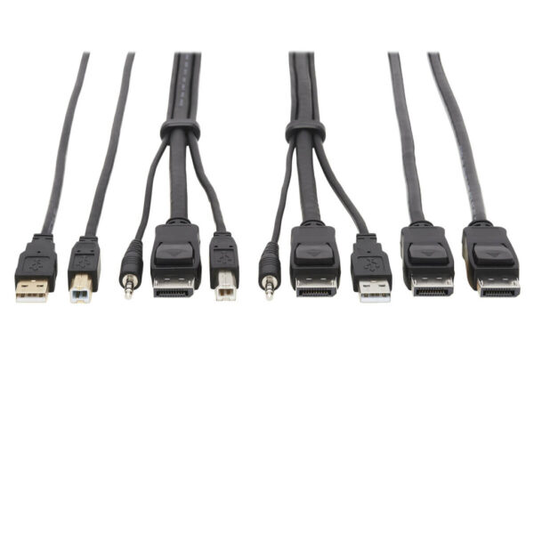 Tripp Lite series DisplayPort KVM Cable Kit - DP, USB, 3.5 mm Audio (3xM/3xM) + USB (M/M) + DP (M/M), 4K, 6 ft. (1.83 m), Black