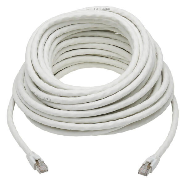 Tripp Lite series Cat8 25G/40G-Certified Snagless Shielded S/FTP Ethernet Cable (RJ45 M/M), PoE, White, 60 ft. (18.29 m), TAA