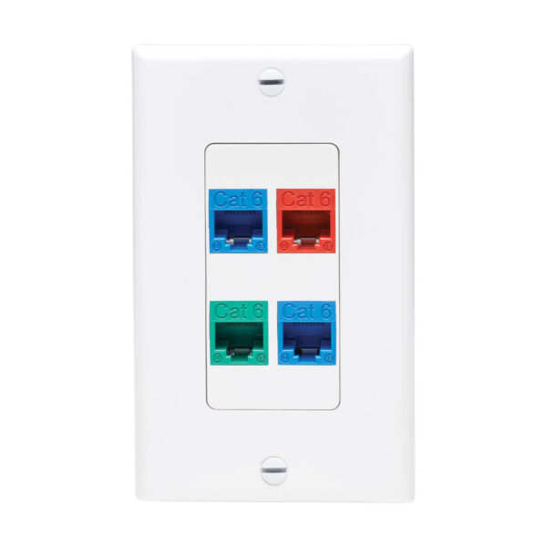 Tripp Lite series Center Plate Insert, Decora Style - Vertical, 4 Ports, TAA