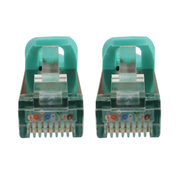 691cd8acfa6612bfeb63e2c06be06cbe-1 Tripp Lite series Cat6a 10G Snagless Shielded Slim STP Ethernet Cable (RJ45 M/M), PoE, Aqua, 7 ft. (2.1 m)