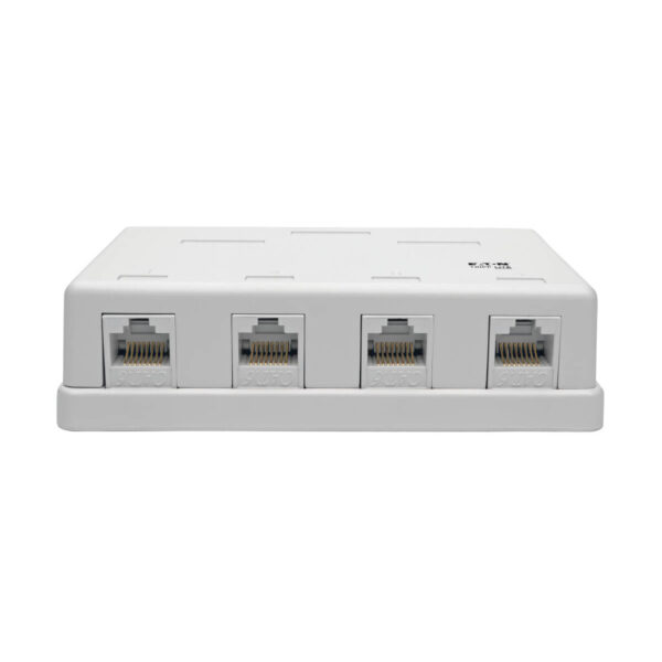 693b71f63d3be4157fee93812bc4b8bb Tripp Lite series Pre-Configured Unshielded Cat6 4-Port Surface-Mount Box, 110 IDC, RJ45, White, TAA - N236-004-WH