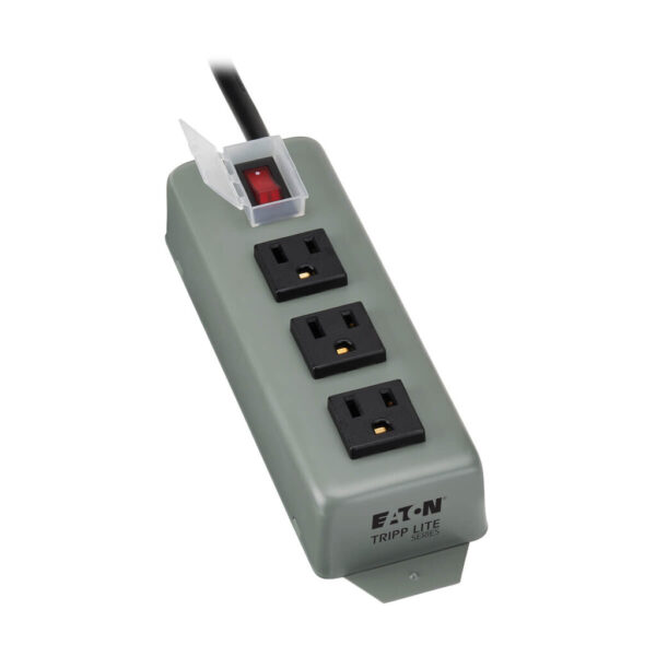 Tripp Lite series Industrial Power Strip, 3-Outlet, 9 ft. (2.7 m) Cord, NEMA 5-15P Plug, Switch Guard