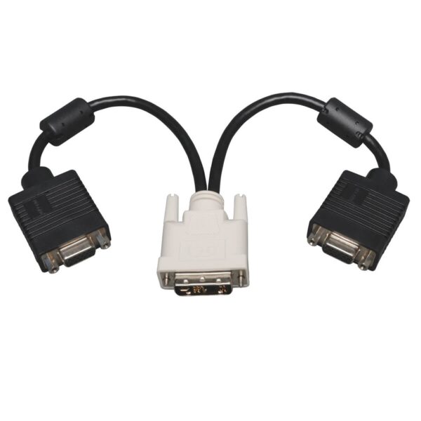 69b40e63c8c80373e880b0c3ab54be59 Tripp Lite series DVI to VGA Y Splitter Adapter Cable (DVI-I to HD15 M/2xF), 1 ft. (0.3 m)