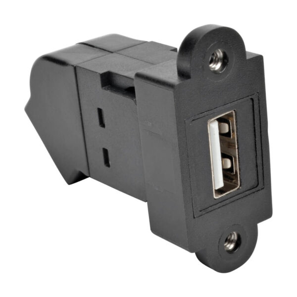 Tripp Lite series USB 2.0 All-in-One Keystone/Panel Mount Angled Coupler (F/F), Black