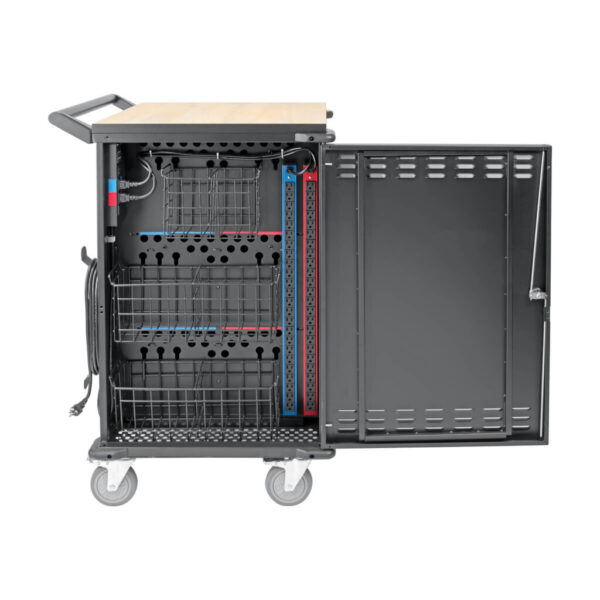Tripp Lite series 42-Device AC Mobile Charging Cart - Laptops and Chromebooks, 120V, NEMA 5-15P, 10 ft. (3.05 m) Cord, Black