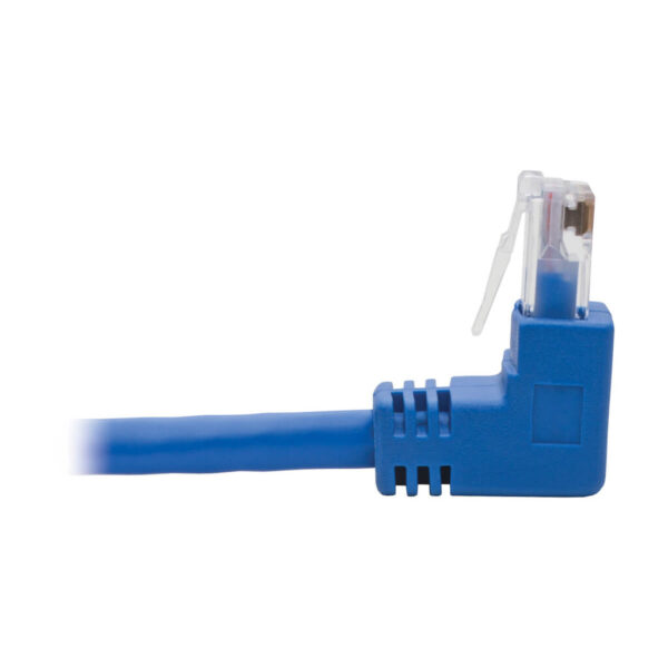 6b123b4c227f5ccefe54264da578d533 Tripp Lite series Down-Angle Cat6 Gigabit Molded UTP Ethernet Cable (RJ45 Right-Angle Down M to RJ45 M), Blue, 1 ft. (0.31 m)