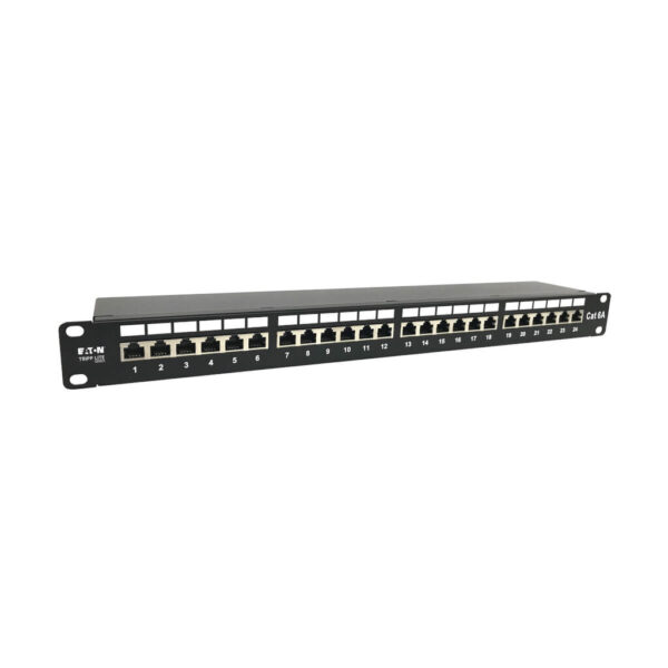 Tripp Lite series 24-Port Cat6a Shielded Patch Panel - 10 Gbps, STP, 110 Punch Down, RJ45, 1U, TAA