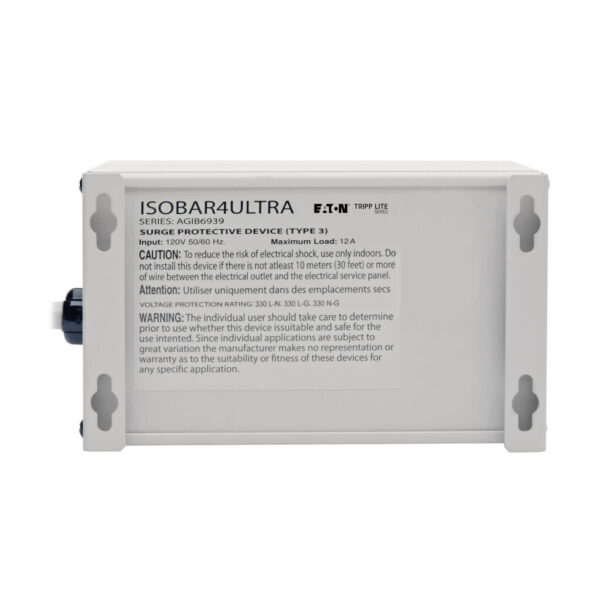 6c26b2d30ece5037c7e6847cd41708c2 Tripp Lite series Isobar 4-Outlet Surge Protector, 6 ft. Cord with Right-Angle Plug, 3330 Joules, Diagnostic LEDs, Metal Housing